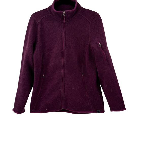 L.L.Bean Maroon knit full zip jacket - Picture 1 of 6